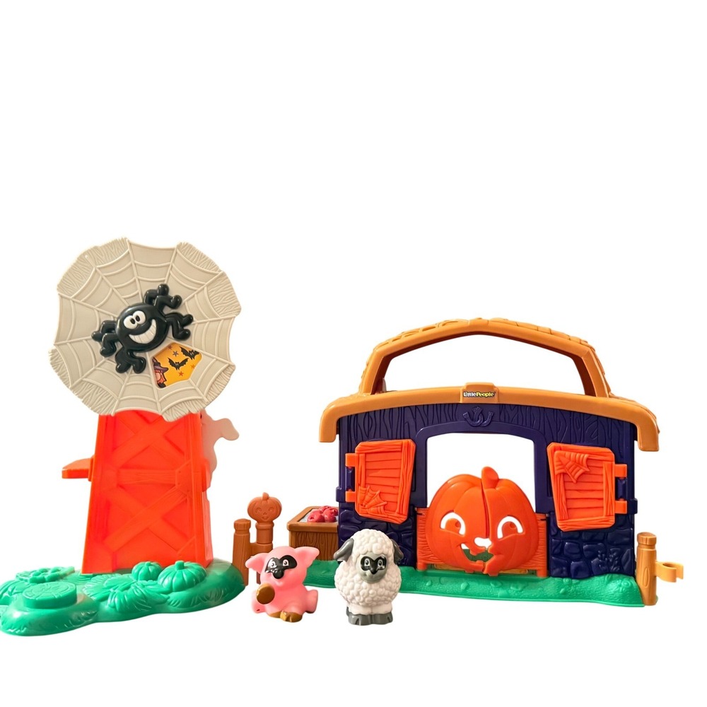 Fisher-Price Little People Halloween Spooky Farm Kids Orange Purple Barn Playset